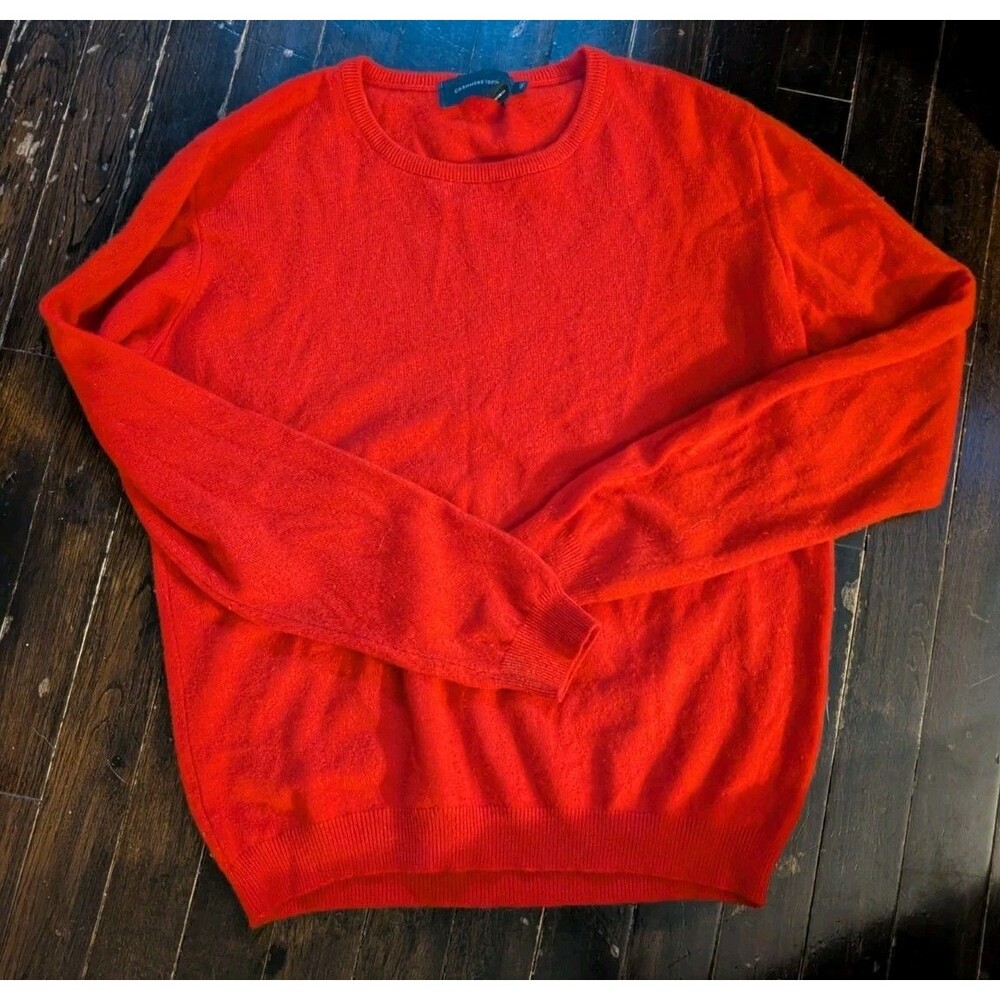Cashmere 100% Long Sleeve Sweater Vibrant Red Luxury Buttersoft Crewneck